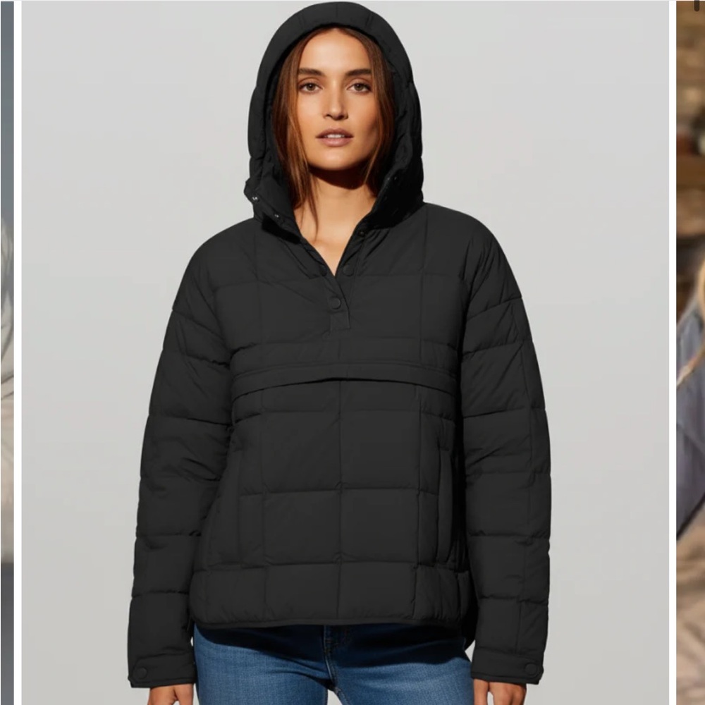 Classic Black Hooded Puffer Pullover Jacket